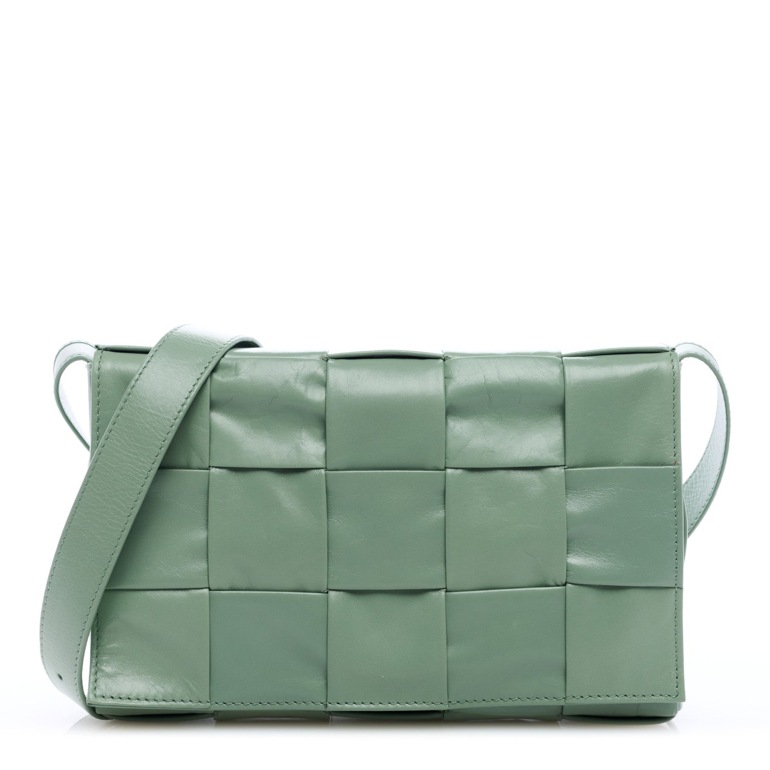 Bottega Veneta Paper Calfskin Maxi Intreccio Cassette Crossbody Bag Sage 1 of 8