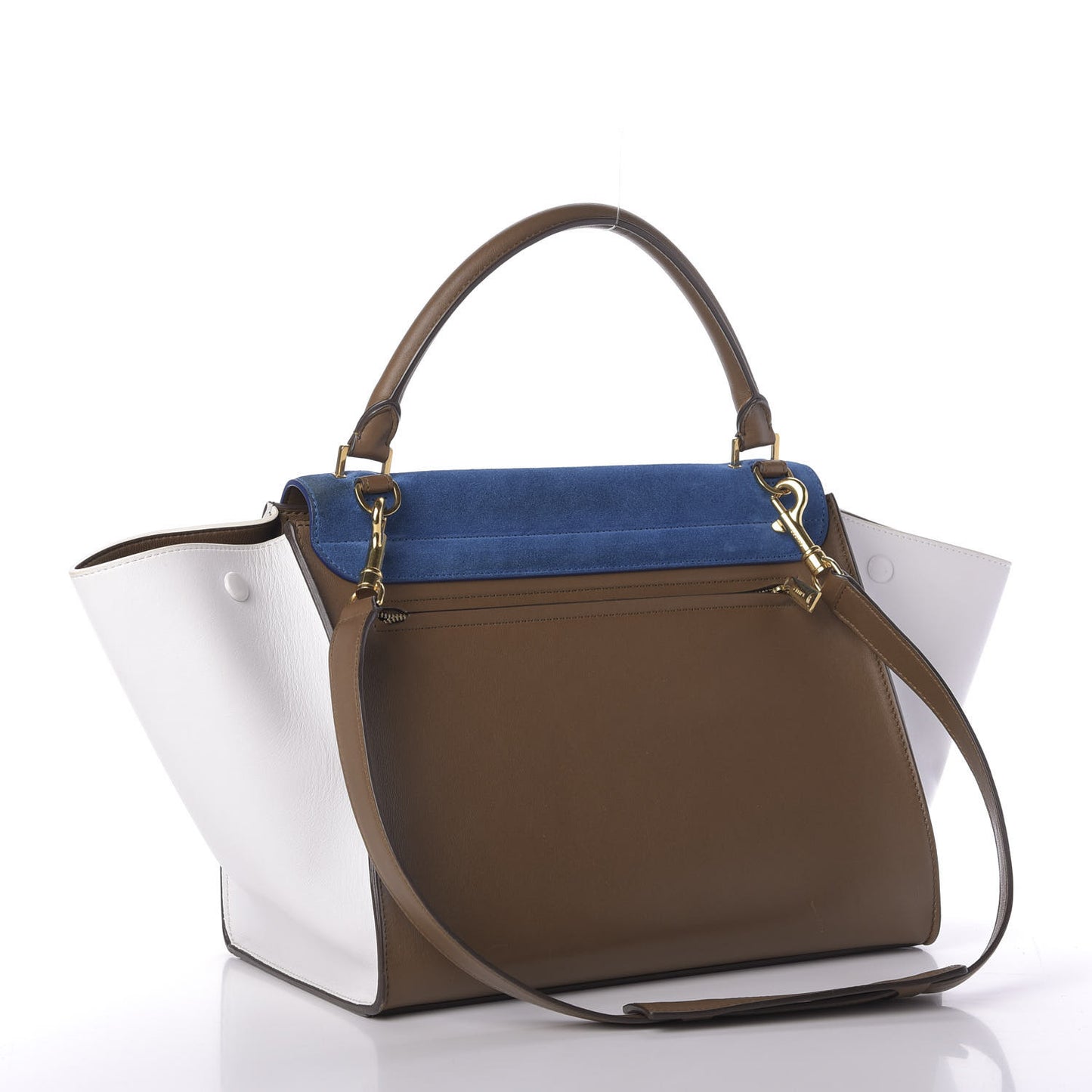 Smooth Calfskin Suede Medium Tri-Color Trapeze Bright Blue