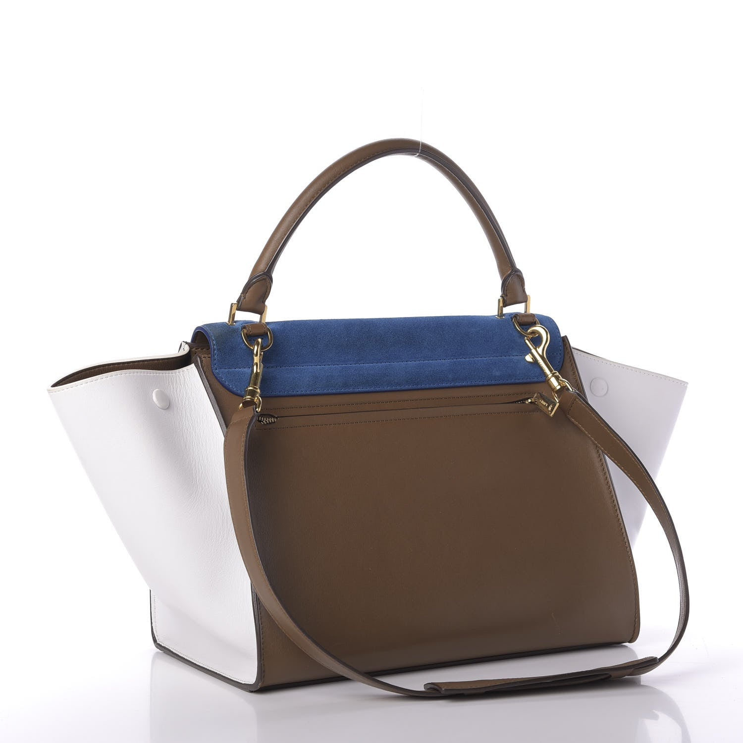Celine Smooth Calfskin Suede Medium Tri-Color Trapeze Bright Blue 4 of 9