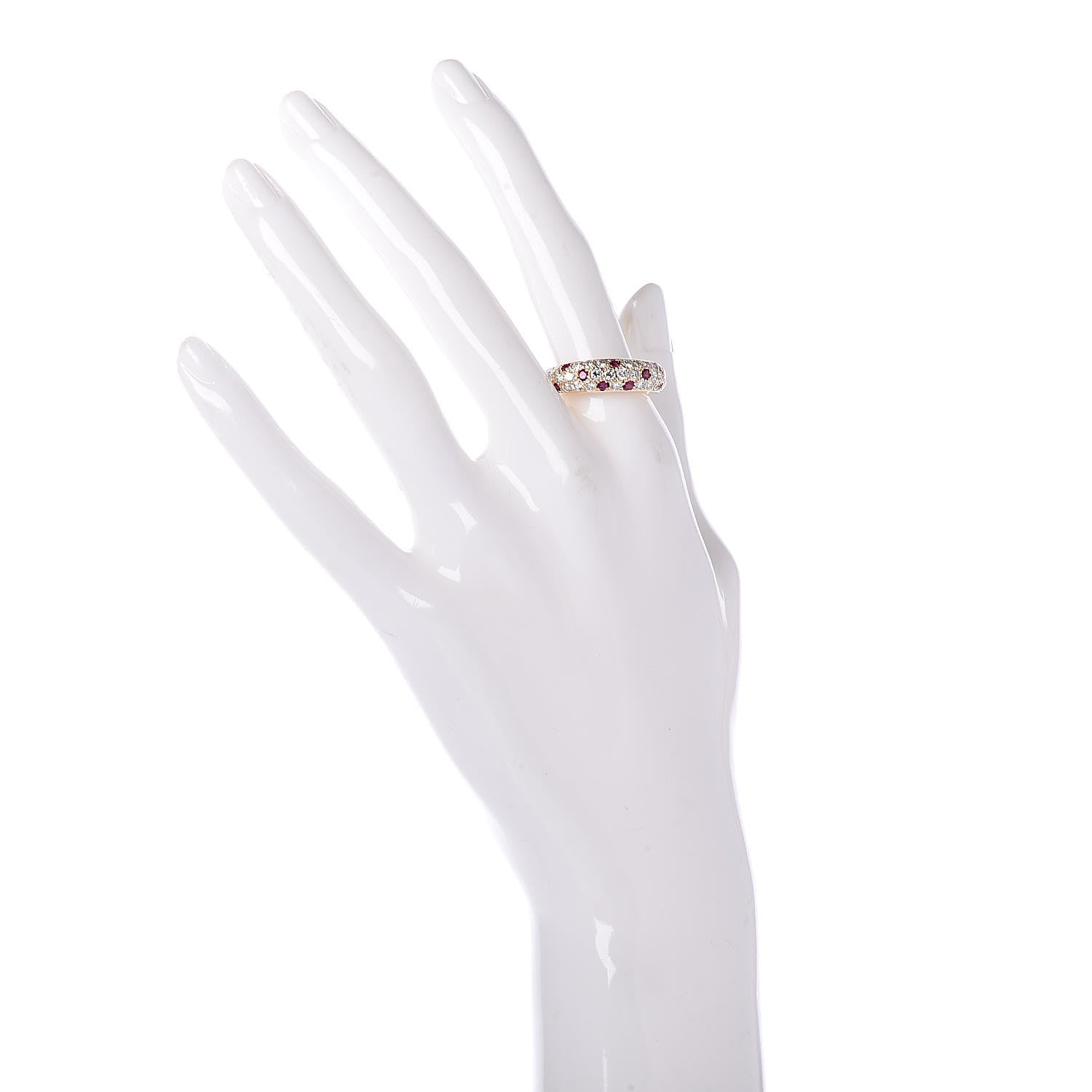 Cartier 18K Yellow Gold Diamond Ruby 6mm Mimi Ring 55 7.25 2 of 5