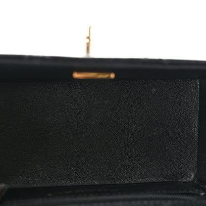 Chanel Shiny Calfskin Quilted Top Handle Box Bag Black 5 of 15