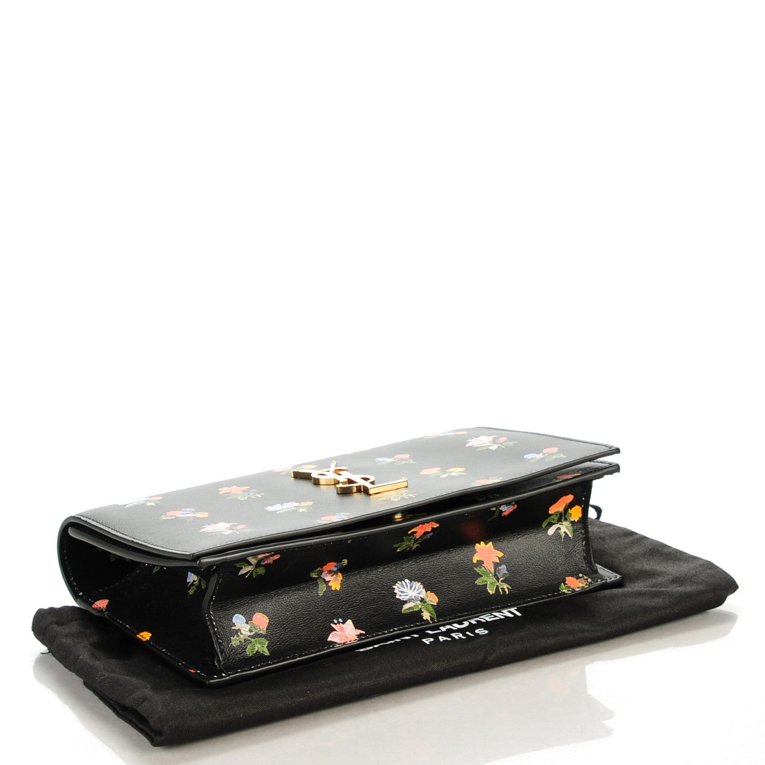 Saint Laurent Calfskin Prairie Flower Printed Small Monogram Clutch Black Multicolor 4 of 8