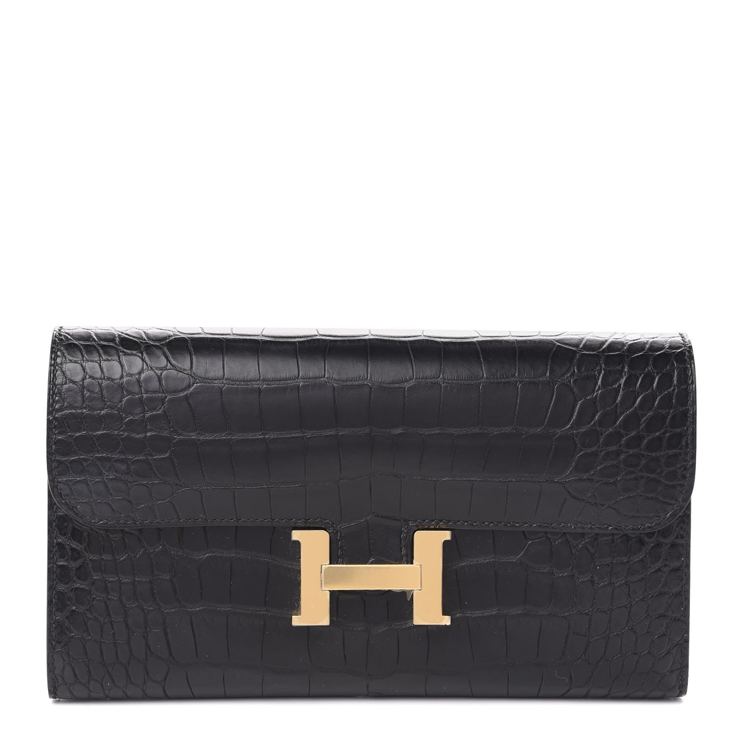 Hermes Matte Alligator Constance Wallet Black 1 of 17