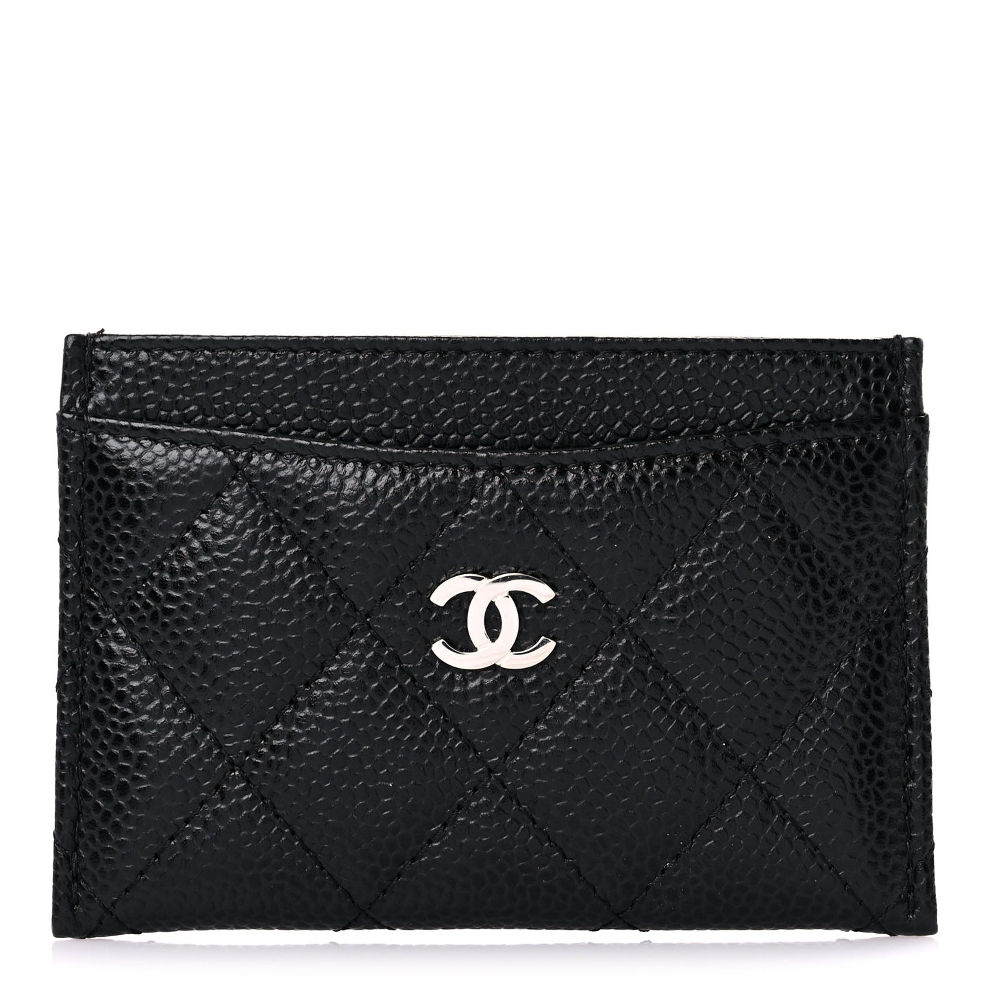 Caviar Quilted Card Holder Black
