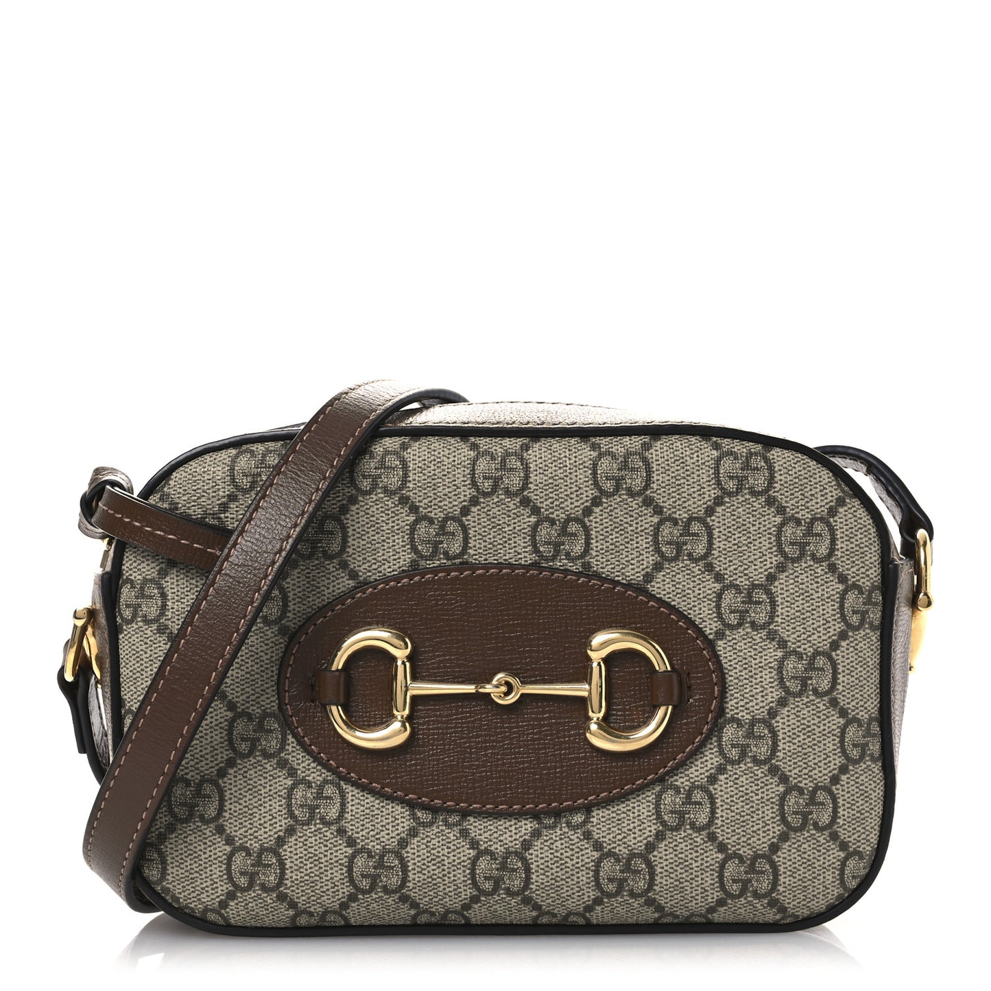 GG Supreme Monogram Mini Horsebit 1955 Camera Shoulder Bag Beige Brown Sugar