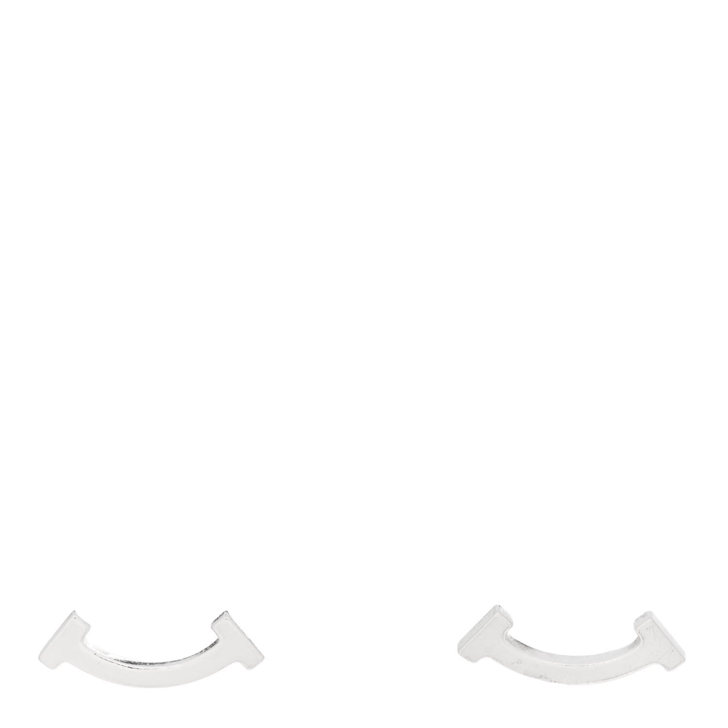 Tiffany Sterling Silver T Smile Stud Earrings 1 of 6