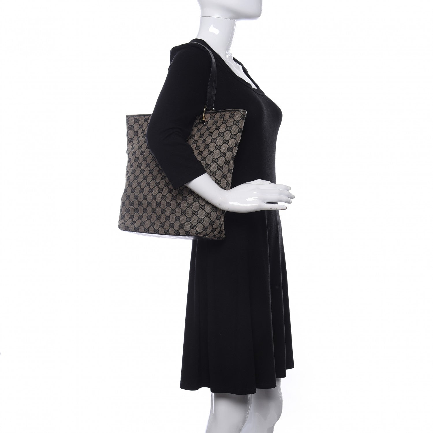 Gucci Monogram Large Bucket Tote Black 2 of 10