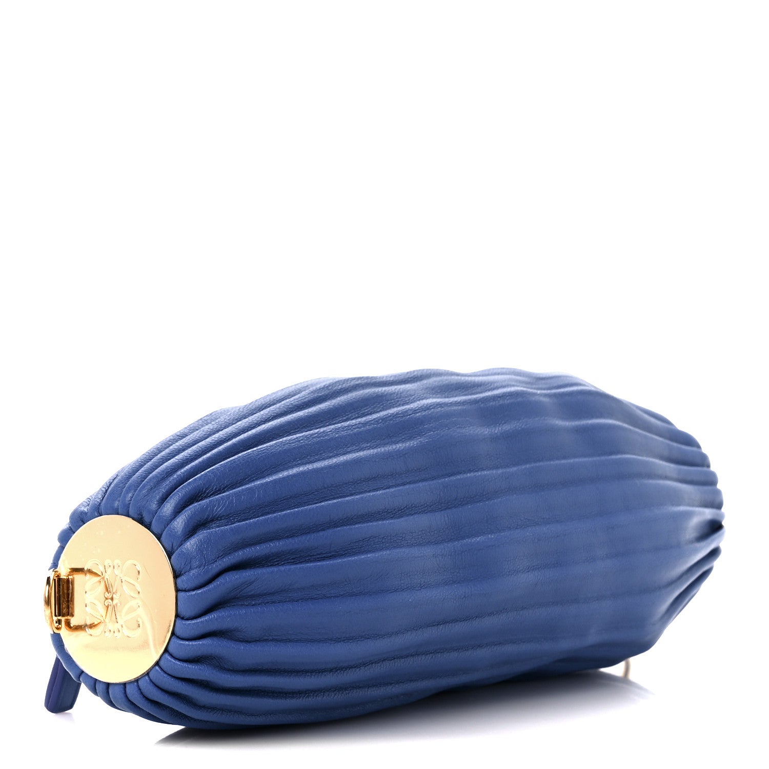 Loewe Lambskin Pleated Bracelet Pouch Shoulder Bag Royal Blue 4 of 9