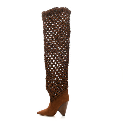 Saint Laurent Suede Twine Soho Niki 105 Thigh High Boots 37 Light Land 1 of 6