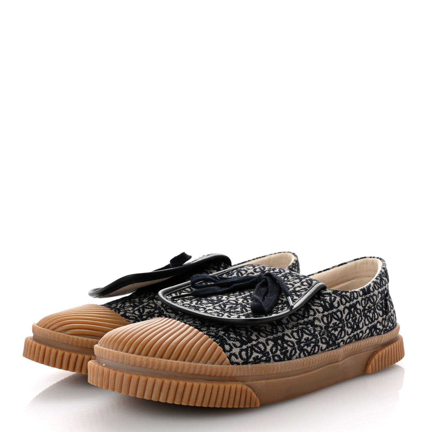 Loewe Jacquard Anagram Calfskin Flap Sneakers 41 Navy 4 of 10