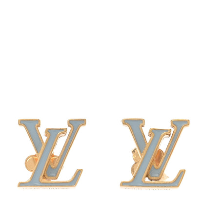 Louis Vuitton Metal Enamel LV Iconic Earrings Gold Blue 1 of 6