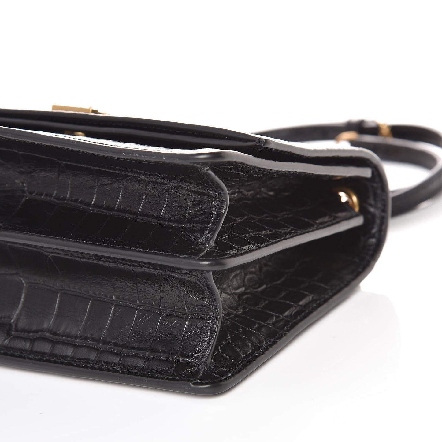 Calfskin Crocodile Embossed Small Monogram Sunset Black