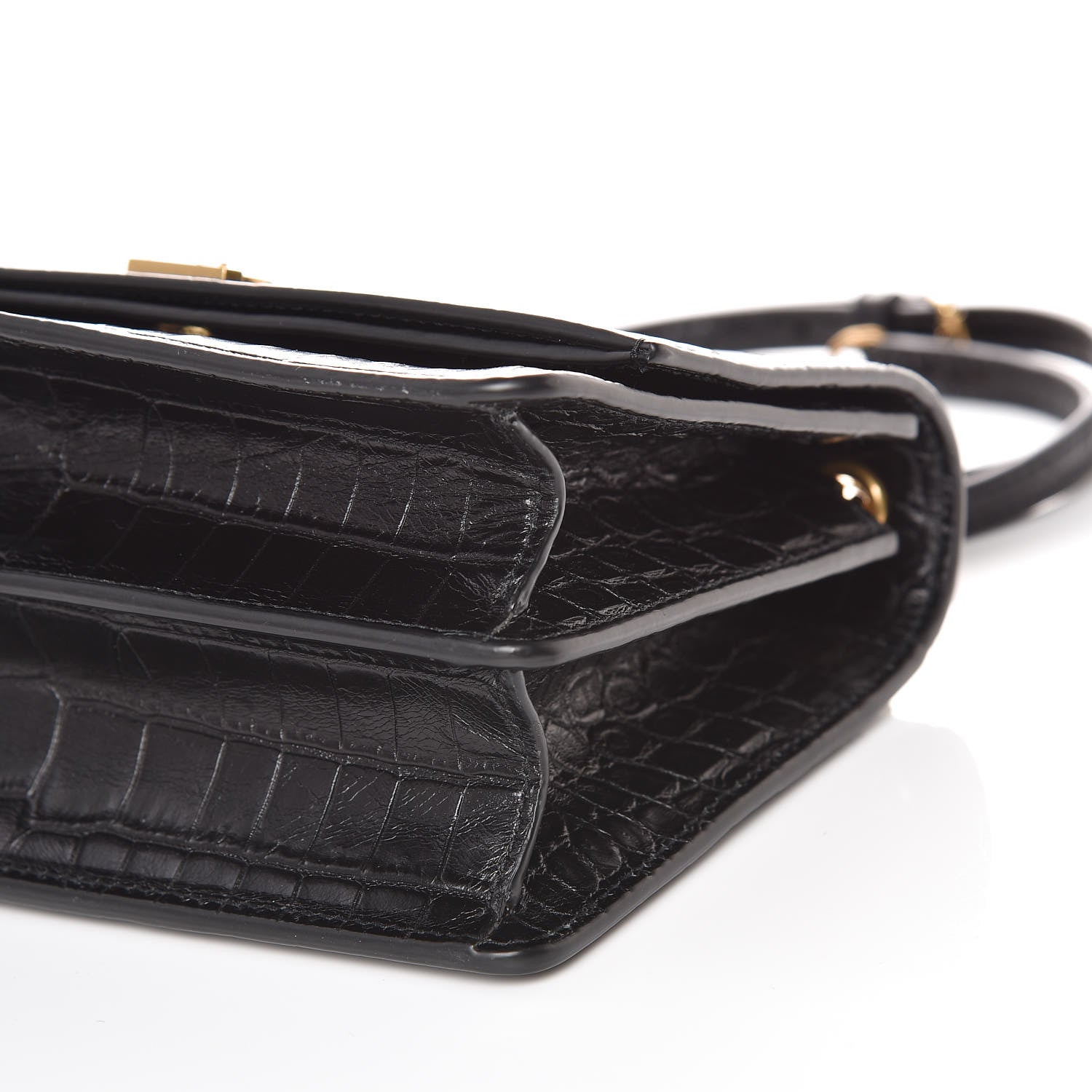 Saint Laurent Calfskin Crocodile Embossed Small Monogram Sunset Black 9 of 9