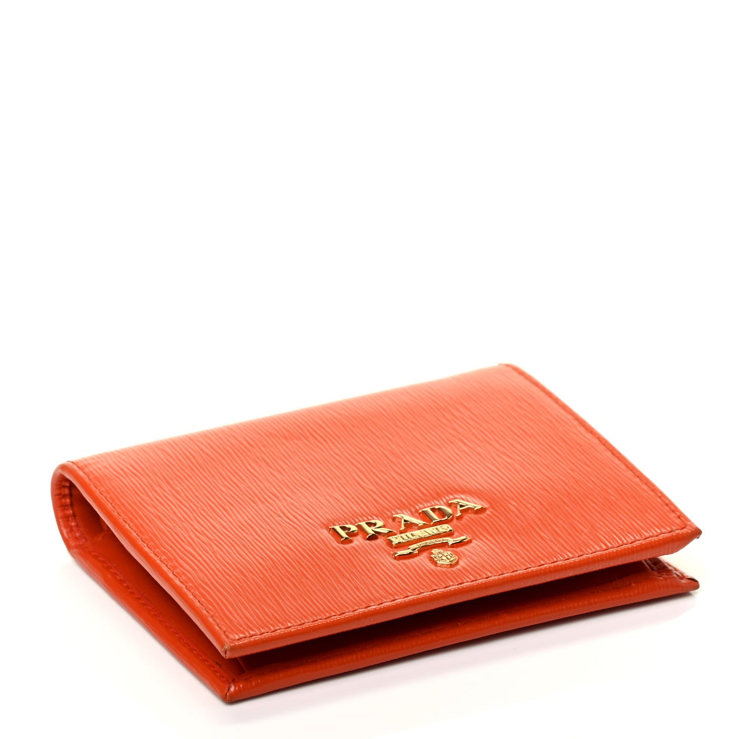 Prada Vitello Move Bi-Fold Card Holder Wallet Papaya 3 of 4