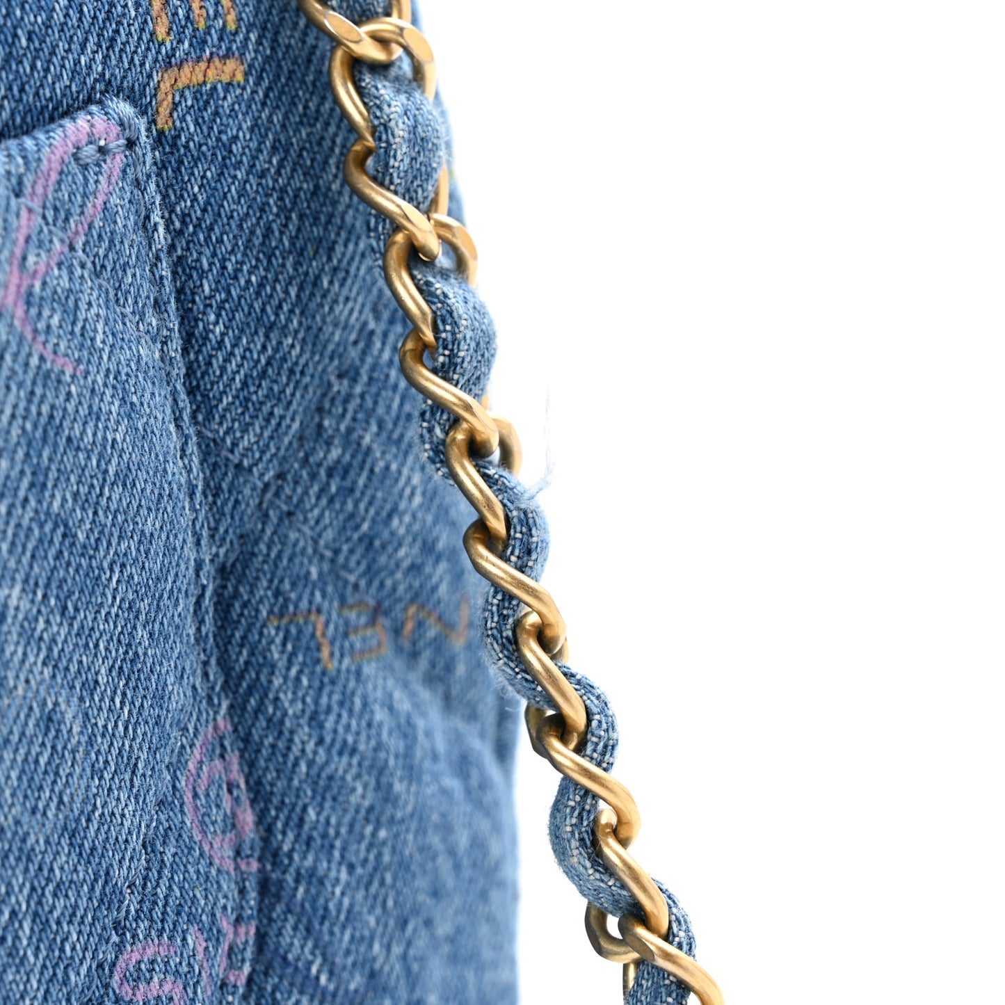 Denim Quilted Mini Denim Mood Rectangular Flap Blue Multicolor