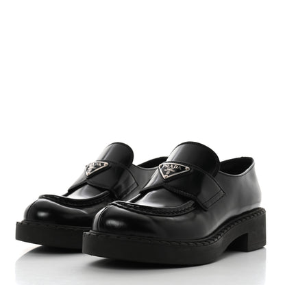 Prada Spazzolato Metal Triangle Logo 50mm Loafers 36.5 Black 3 of 8