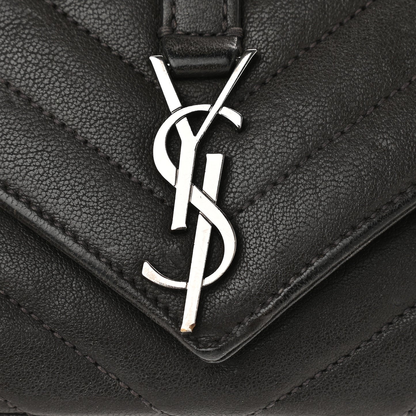 Sheepskin Matelasse Chevron Monogram College Chain Wallet Coal
