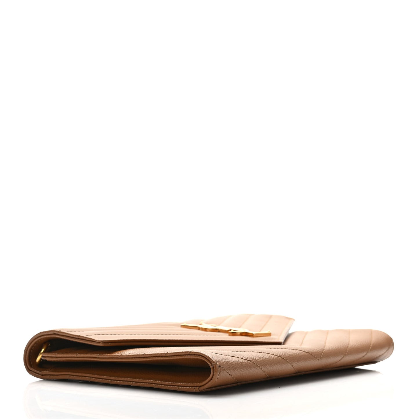 Grain De Poudre Matelasse Chevron Monogram Cassandre Flap Pouch Natural Dark