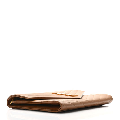 Saint Laurent Grain De Poudre Matelasse Chevron Monogram Cassandre Flap Pouch Natural Dark 4 of 6