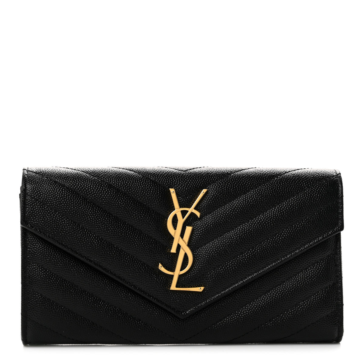 Grain De Poudre Matelasse Chevron Monogram Flap Wallet Black