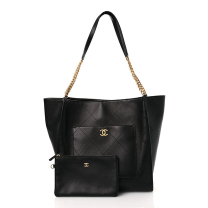 Chanel Caviar Stitched Pocket CC Large Tote Black 3 of 14