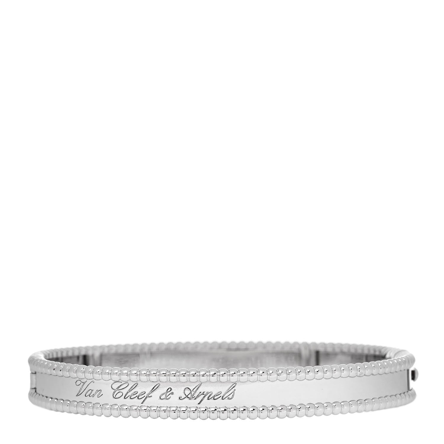 Van Cleef & Arpels 18K White Gold Perlee Signature Bangle Bracelet M 1 of 4
