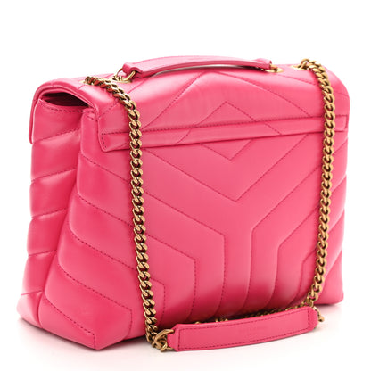 Saint Laurent Calfskin Y Quilted Monogram Small Loulou Chain Satchel Fresh Fuchsia 3 of 11
