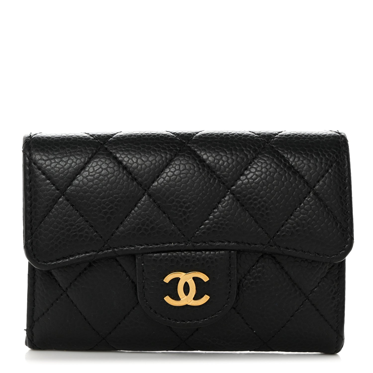 Chanel Caviar Quilted Flap Card Holder Wallet Black 1 of 9