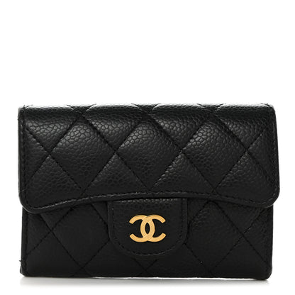 Chanel Caviar Quilted Flap Card Holder Wallet Black 1 of 9
