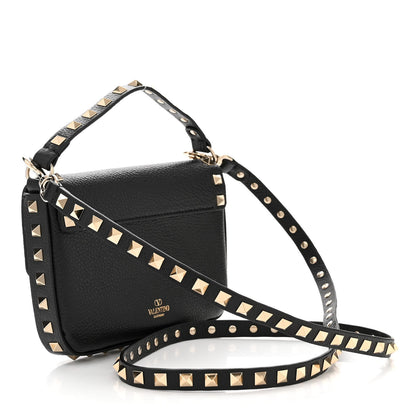Valentino Garavani VALENTINO GARAVANI Grainy Calfskin Rockstud Crossbody Pouch Black 3 of 10