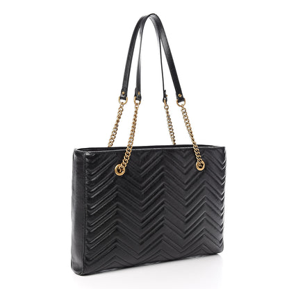 Gucci Vintage Calfskin Matelasse Medium GG Marmont Slim Tote Black 3 of 10
