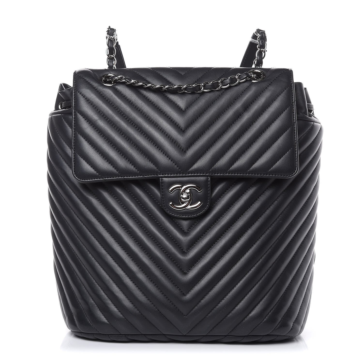 Chanel Calfskin Chevron Quilted Large Urban Spirit Backpack Black 1 of 17