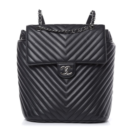 Chanel Calfskin Chevron Quilted Large Urban Spirit Backpack Black 1 of 17