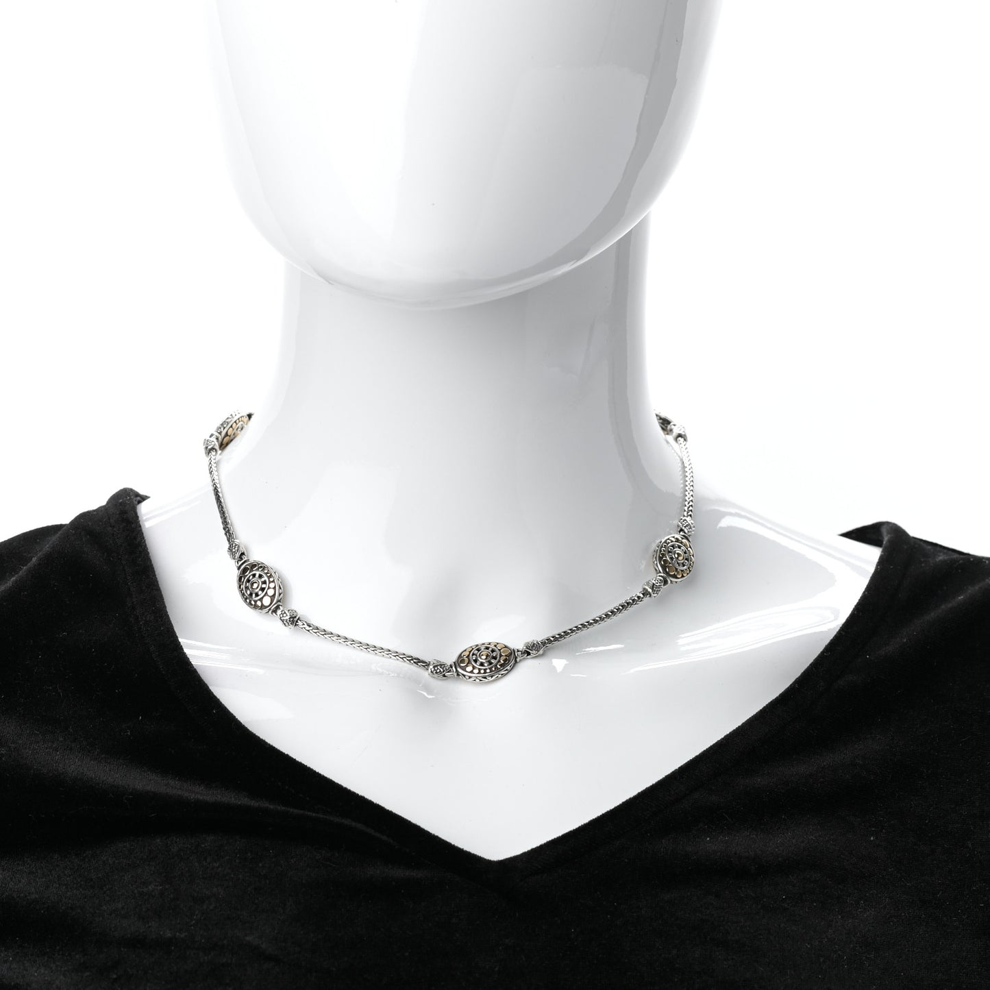 Sterling Silver 18K Yellow Gold Jaisalmer Oval Sautoir Necklace
