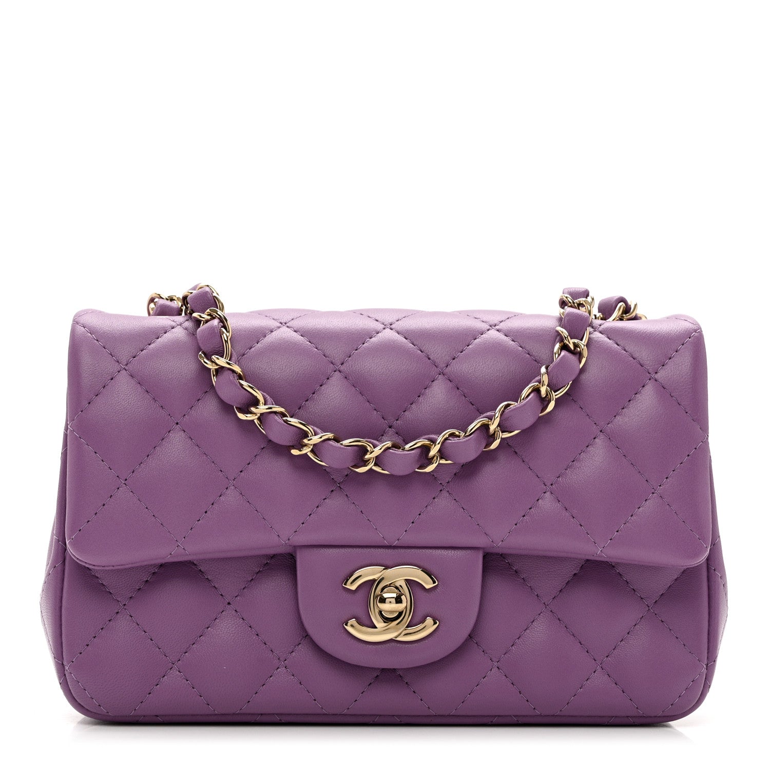 Chanel Lambskin Quilted Mini Rectangular Flap Purple 1 of 8