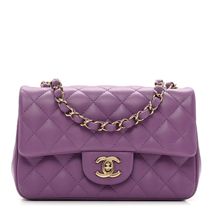 Chanel Lambskin Quilted Mini Rectangular Flap Purple 1 of 8