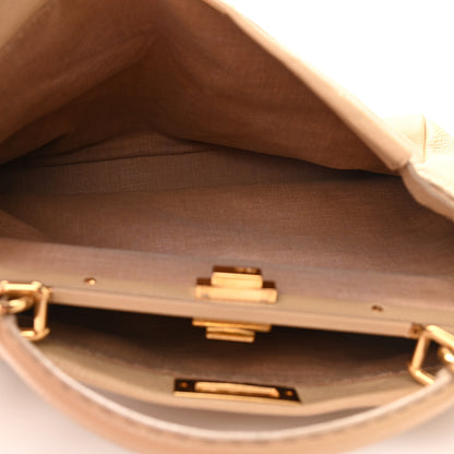 Fendi Calfskin Romano Selleria Embroidered Large Peekaboo Iconic Satchel Beige 5 of 11