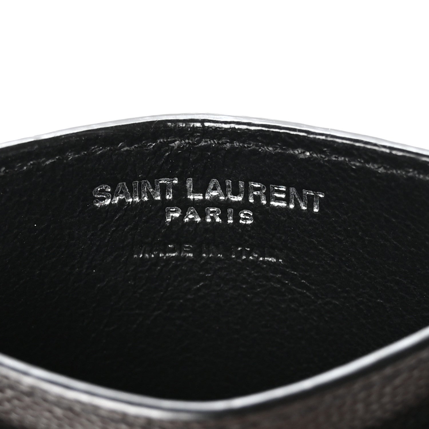 Saint Laurent Grain De Poudre Matelasse Chevron Monogram Credit Card Case Black 6 of 7