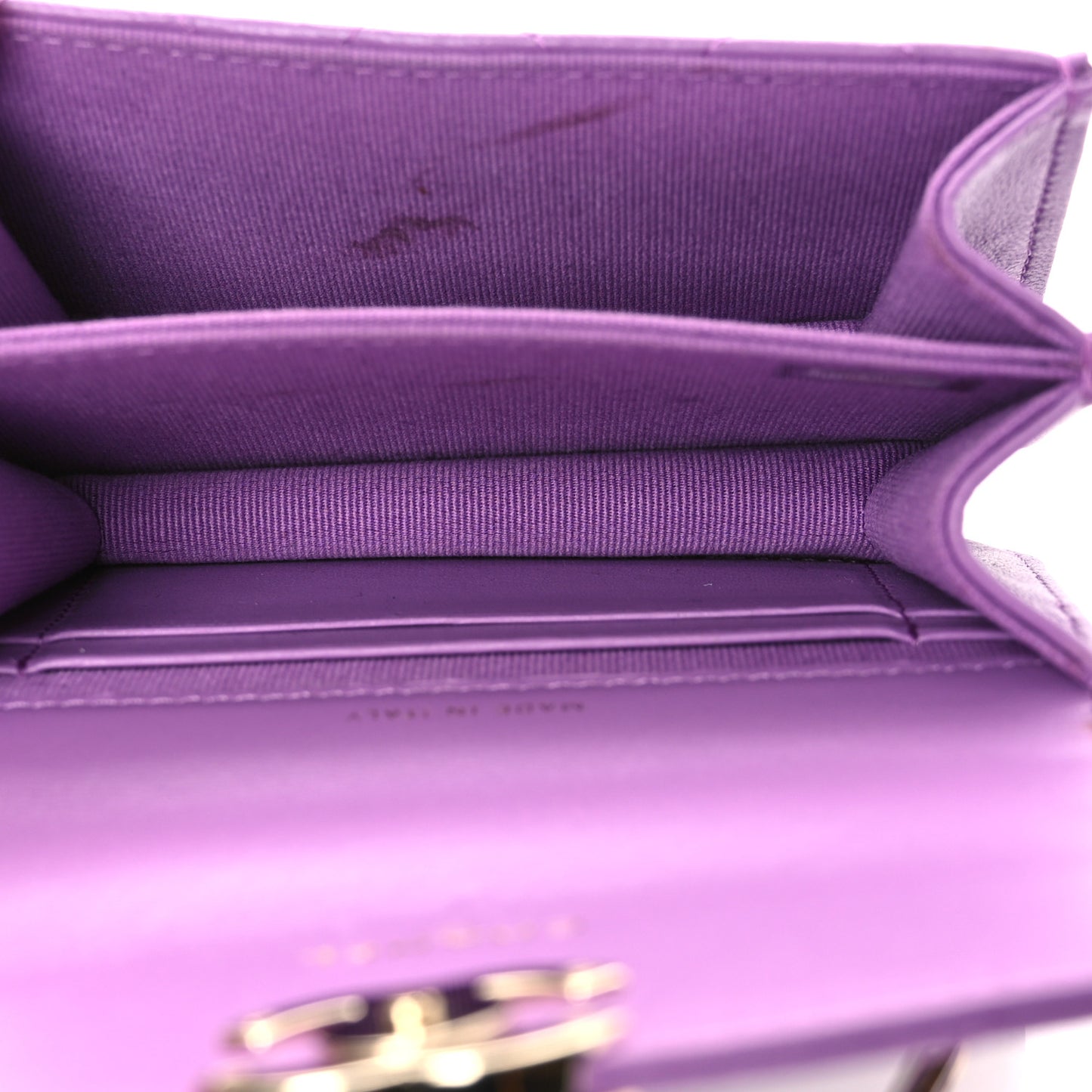 Lambskin Quilted Pick Me Up Clutch With Chain Purple