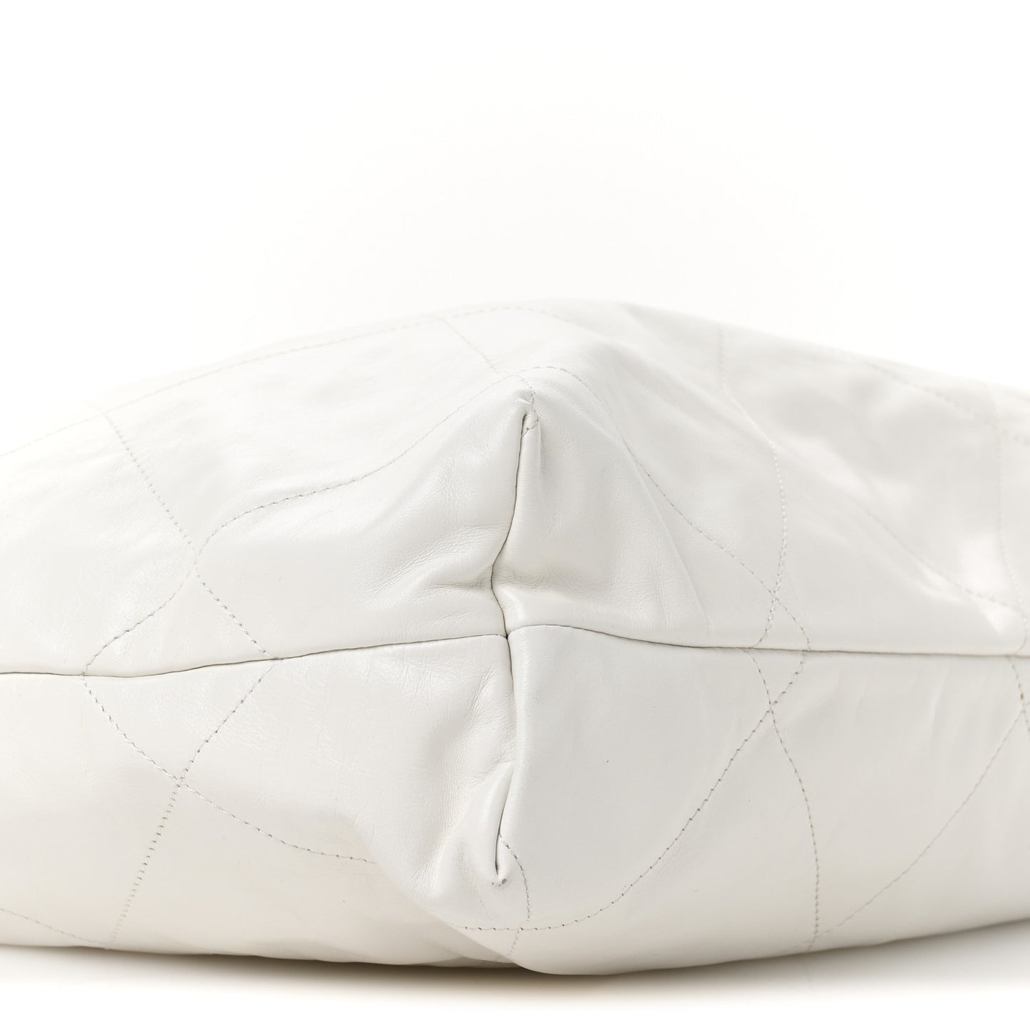 Shiny Calfskin Quilted Large Chanel 22 White