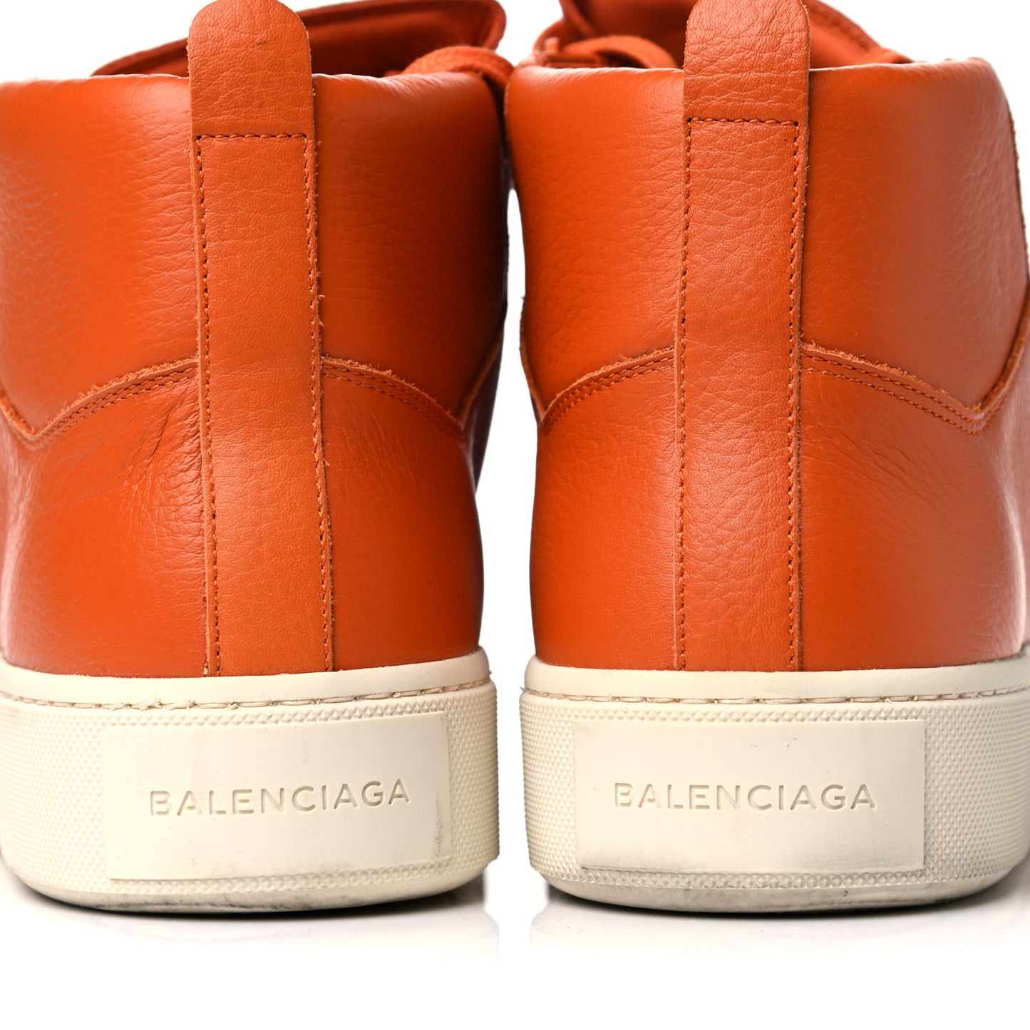 Textured Calfskin Mens High Top Sneakers 44 Orange