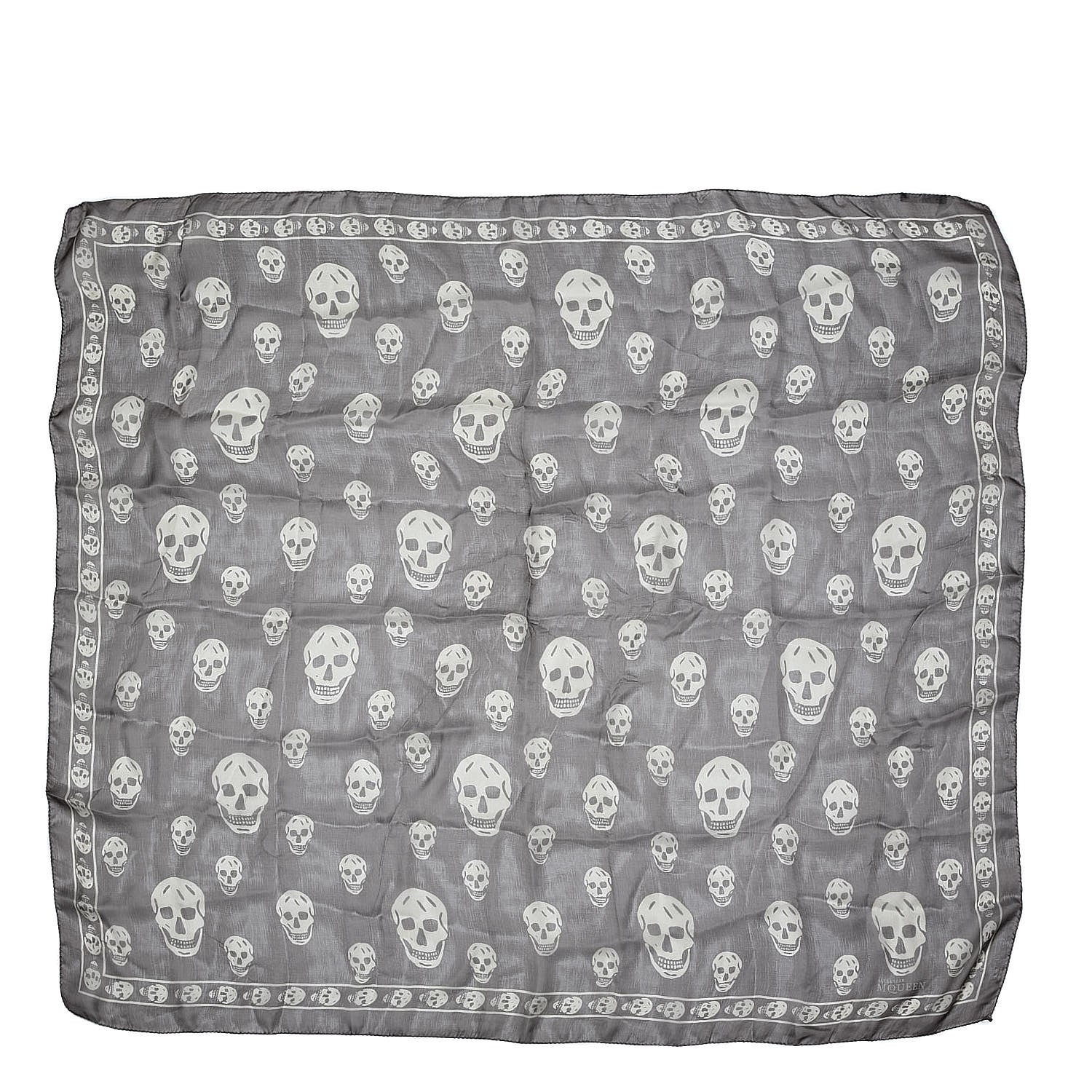 Alexander McQueen Silk Chiffon Skull Scarf Grey 1 of 4