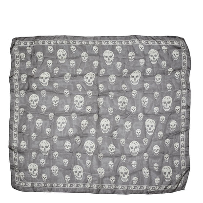 Alexander McQueen Silk Chiffon Skull Scarf Grey 1 of 4