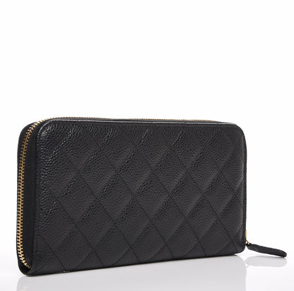 Chanel Caviar Quilted Large Gusset Zip Around Wallet Black 3 of 9