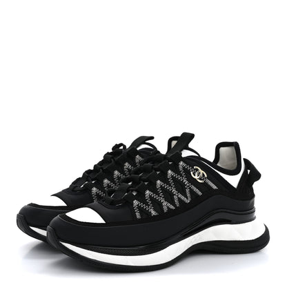 Chanel Mixed Fibers Suede Calfskin CC Sneakers 36 White Black 4 of 10