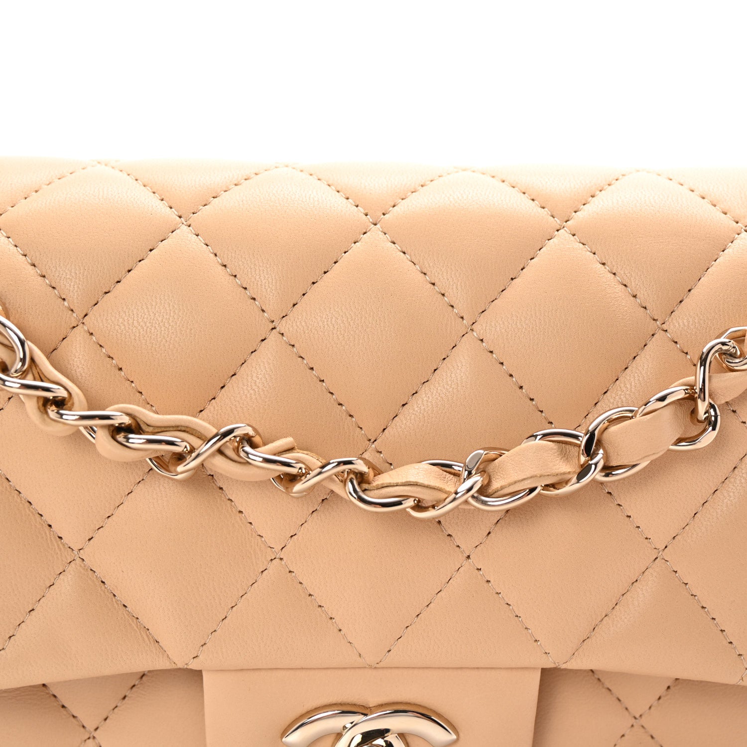 Chanel Lambskin Quilted Small Double Flap Beige 8 of 10