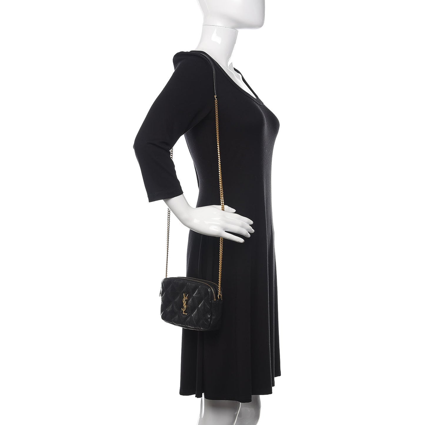 Grained Lambskin Quilted Mini Becky Double Zip Bag Black