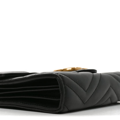 Gucci Calfskin Matelasse GG Marmont Chain Wallet Black 9 of 10