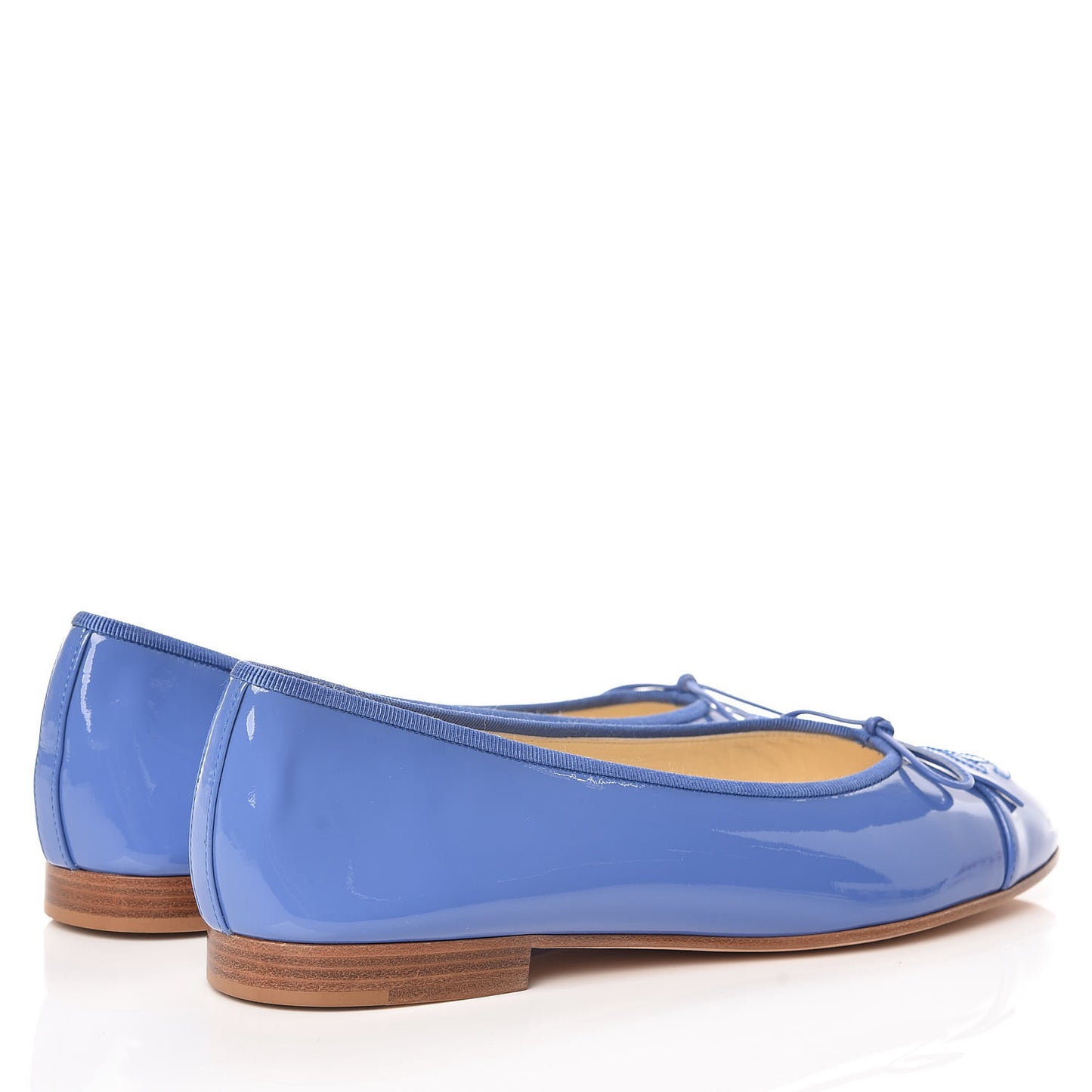 Patent Calfskin CC Cap Toe Ballerina Flats 41 Blue