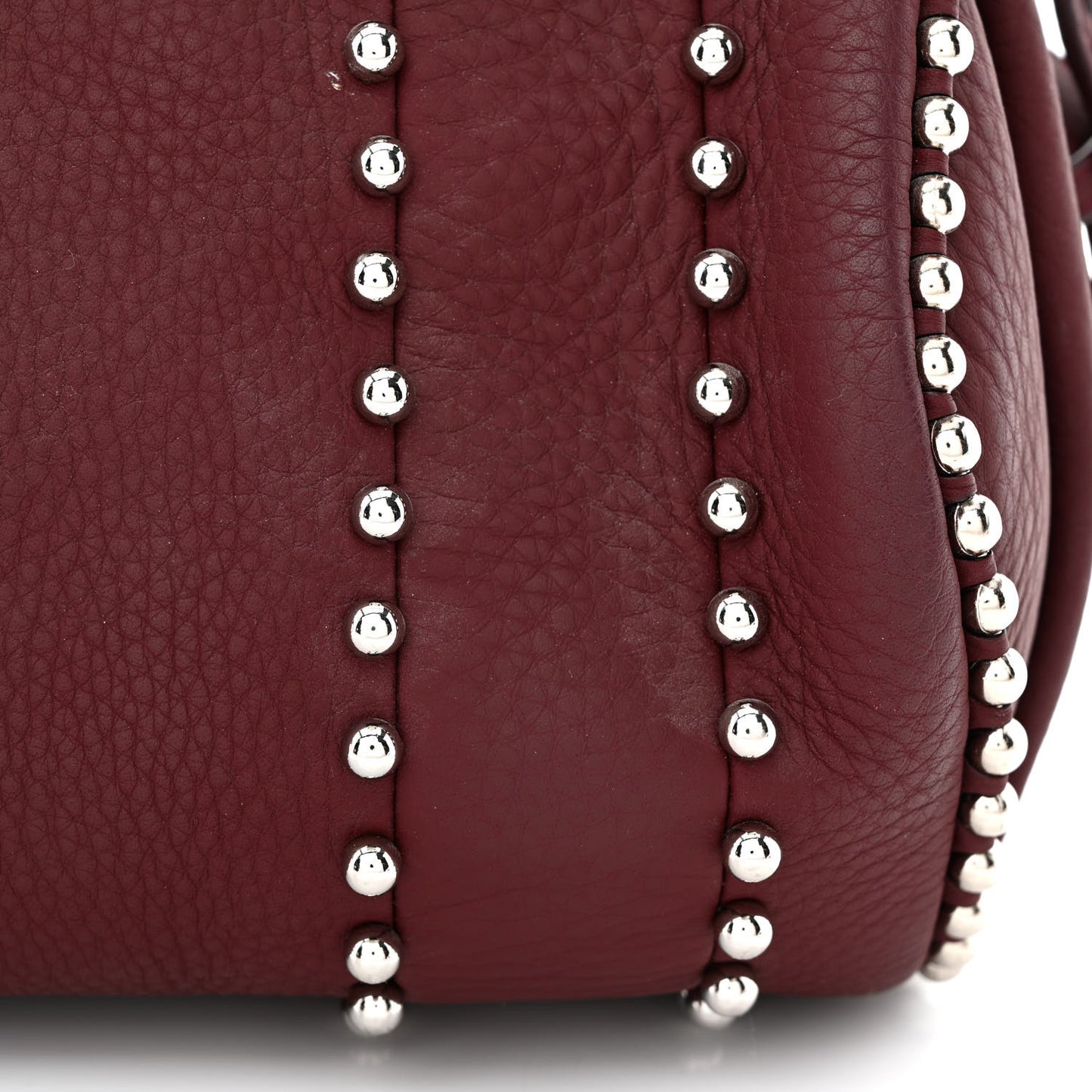 Calfskin Studded Mini Rockie Matte Beet Rodium Hardware